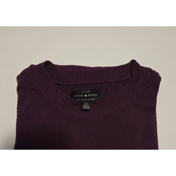 Lucky Brand Women’s Maroon Knit Sweater Size S/P Casual Crew Neck - Picture 2 of 3
